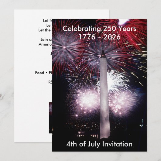 Washington Monument 250 jaar 4 juli-feestje Kaart (Voorkant / Achterkant)