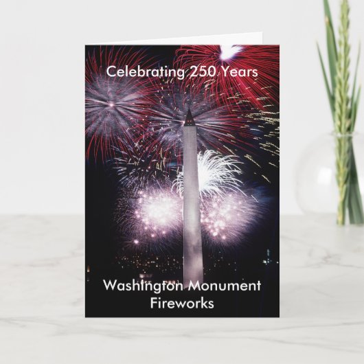 Washington Monument 250 Years Fireworks Feestdagen Kaart (Voorkant)