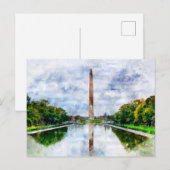 Washington Monument aquarel met reflectie Briefkaart (Voorkant / Achterkant)