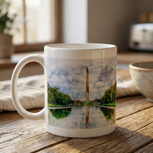 Washington Monument Aquarel met Weerkaatsing Koffiemok