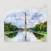 Washington Monument Aquarel met Weerspiegeling Briefkaart (Voorkant)