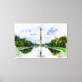 Washington Monument Aquarel met Weerspiegeling Canvas Afdruk (Voorkant)