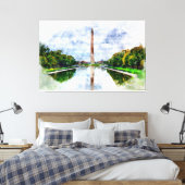 Washington Monument Aquarel met Weerspiegeling Canvas Afdruk (Insitu (Slaapkamer))