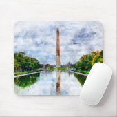 Washington Monument Aquarel met Weerspiegeling Muismat (Met muis)