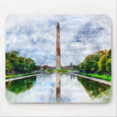 Washington Monument Aquarel met Weerspiegeling Muismat (Voorkant)