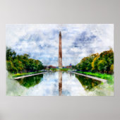 Washington Monument Aquarel met Weerspiegeling Poster (Voorkant)
