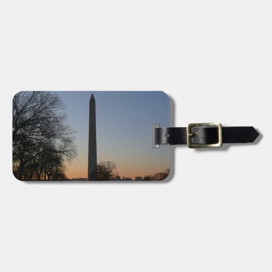 Washington Monument bij zonsondergang in DC Bagagelabel (Voorkant horizontaal)