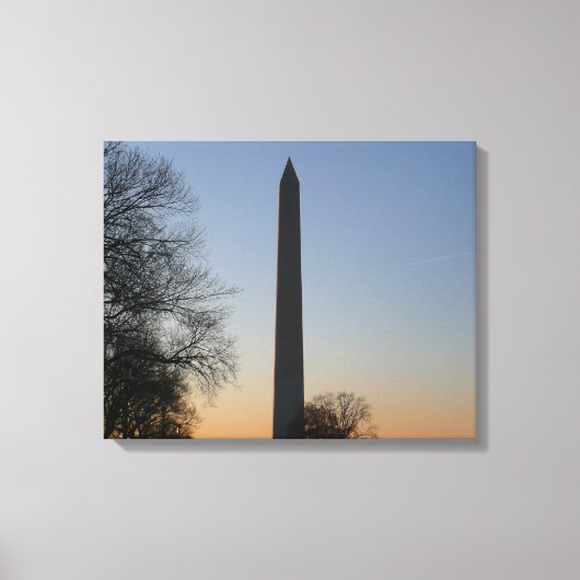 Washington Monument bij zonsondergang in DC Canvas Afdruk (Voorkant)