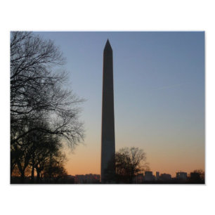Washington Monument bij zonsondergang in DC Foto Afdruk