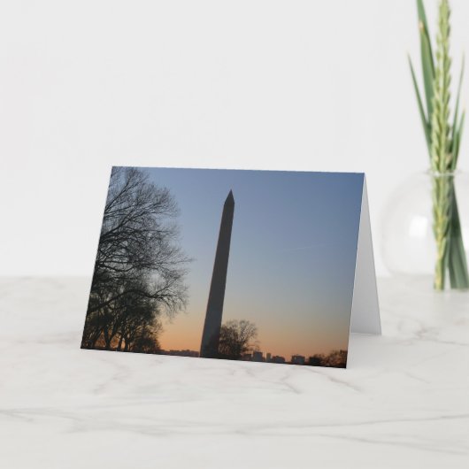Washington Monument bij zonsondergang in DC Kaart (Voorkant)