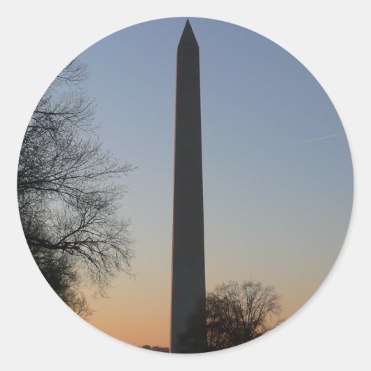 Washington Monument bij zonsondergang in DC Ronde Sticker (Voorkant)