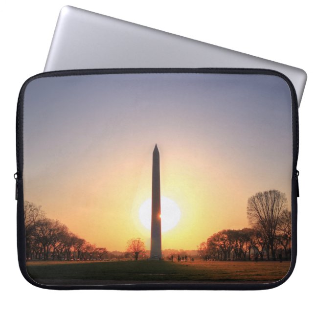 Washington Monument bij zonsondergang Laptop Sleeve (Voorkant)