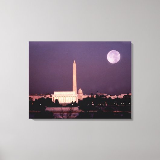 Washington Monument, Capitol en Jefferson Canvas Afdruk (Voorkant)