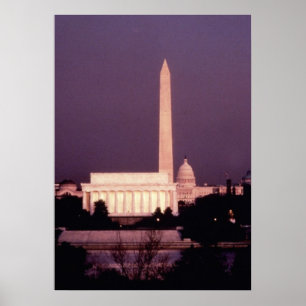 Washington Monument, Capitol en Jefferson Poster