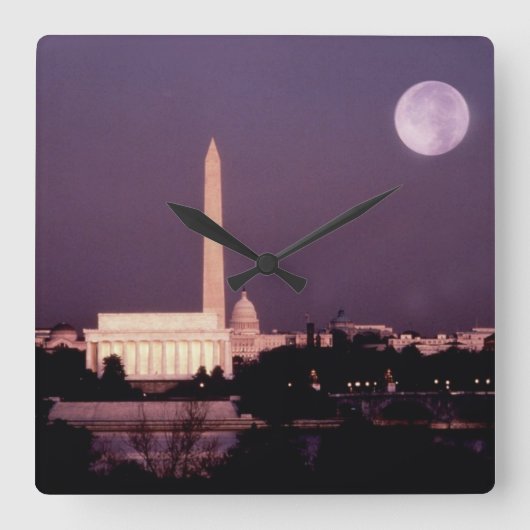 Washington Monument, Capitol en Jefferson Vierkante Klok (Voorkant)