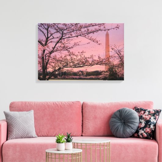 Washington Monument Cherry Blossom Festival Canvas Afdruk (Insitu (Woonkamer))