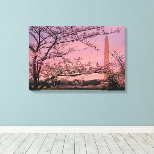 Washington Monument Cherry Blossom Festival Canvas Afdruk (Insitu (Houten vloer))