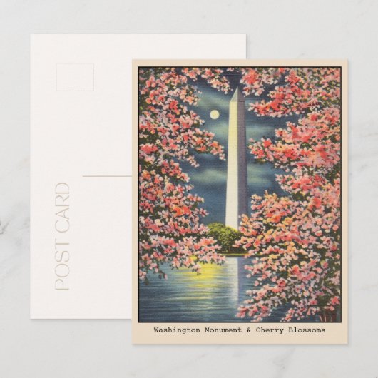  Washington Monument & Cherry Blossoms DC Briefkaart (Voorkant / Achterkant)