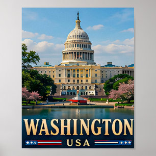 Washington Monument en Amerikaanse icoon Poster