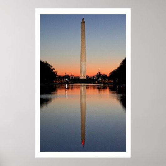 Washington Monument en Reflection op Sunset Poster (Voorkant)