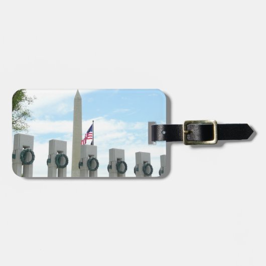 Washington Monument en WWII-herdenkingsmonument in Bagagelabel (Voorkant horizontaal)