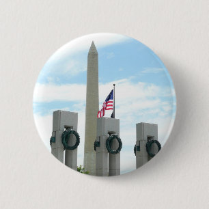 Washington Monument en WWII-herdenkingsmonument in Ronde Button 5,7 Cm