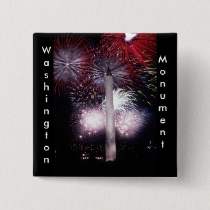 Washington Monument Fireworks Vierkante Button 5,1 Cm