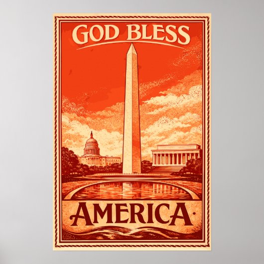 Washington Monument - God Bless America Poster (Voorkant)