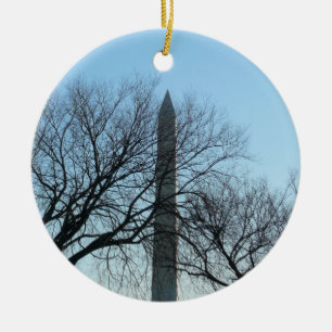 Washington Monument in de Winter I Landschap Keramisch Ornament