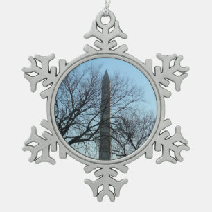 Washington Monument in Winter I Landschap Tin Sneeuwvlok Ornament