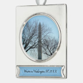 Washington Monument in Winter I Landschap Verzilverd Banner Ornament (Links)