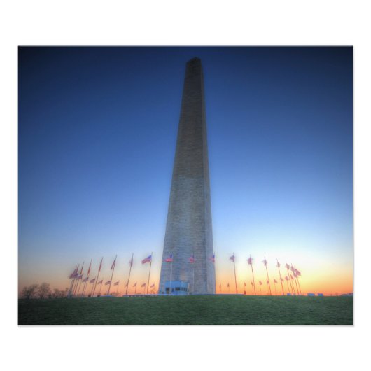 Washington Monument met Oranje soonsondergang Foto Afdruk (Voorkant)
