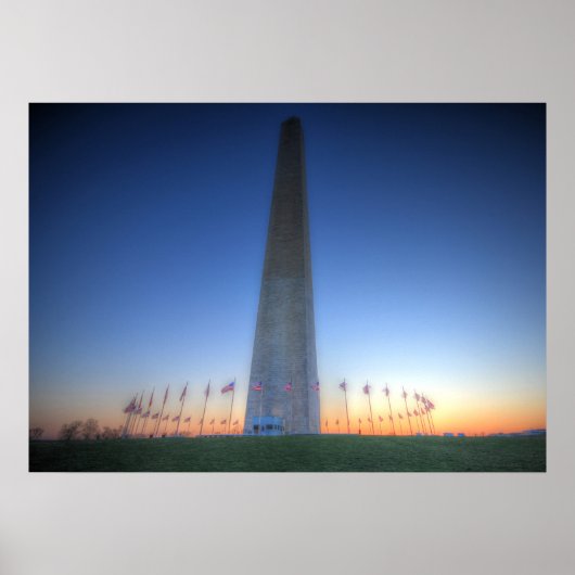 Washington Monument met Oranje soonsondergang Poster (Voorkant)