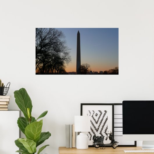 Washington Monument op Sunset Poster (Thuiskantoor)