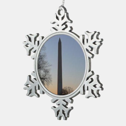 Washington Monument op Sunset Tin Sneeuwvlok Ornament (Rechts)