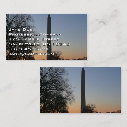 Washington Monument op Sunset Visitekaartje (Voorkant / Achterkant)