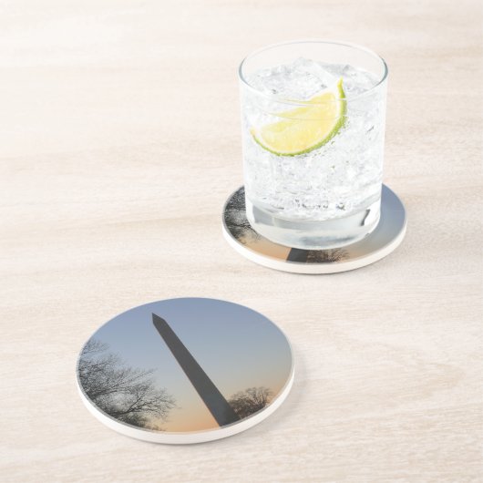 Washington Monument op Sunset Zandsteen Onderzetter (Zijkant)