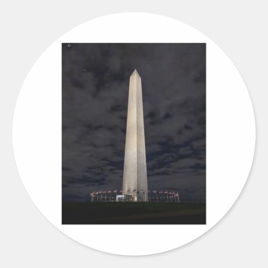 Washington Monument 's Nachts Sticker (Voorkant)