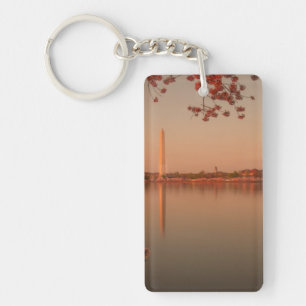 Washington Monument Sakura bij zonsondergang. Sleutelhanger
