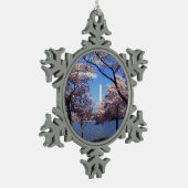 Washington Monument via Cherry Blossom Tin Sneeuwvlok Ornament (Links)
