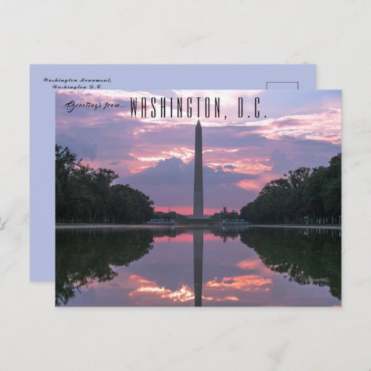 Washington Monument, Washington D.C. Briefkaart (Voorkant / Achterkant)