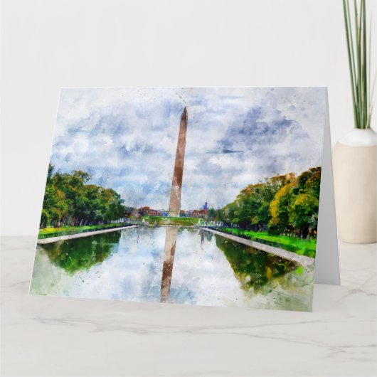 Washington Monument waterverf met reflectie Bedankkaart (Voorkant)
