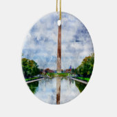 Washington Monument waterverf met reflectie Keramisch Ornament (Rechts)