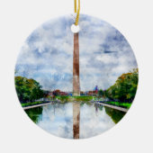 Washington Monument waterverf met reflectie Keramisch Ornament (Voorkant)