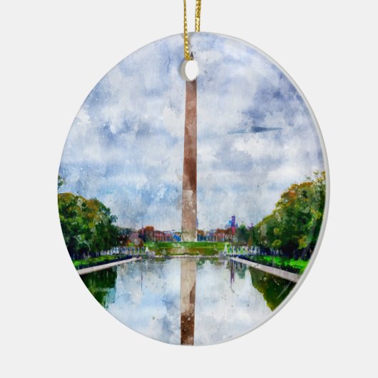 Washington Monument waterverf met reflectie Keramisch Ornament (Links)