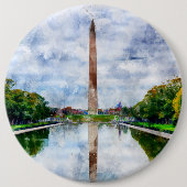Washington Monument waterverf met reflectie Ronde Button 6,0 Cm (Voorkant)
