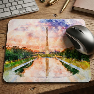 Washington Monument waterverf tijdens zonsondergan Muismat