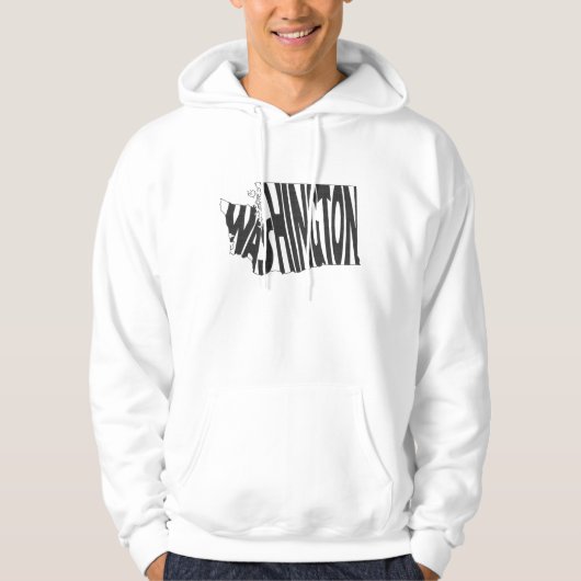 Washington Name Black Word Art Washingtonian Hoodie (Voorkant)