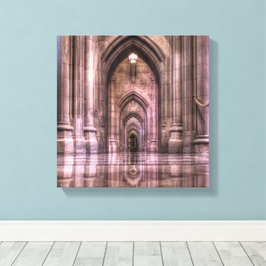 Washington National Cathedral Reflection Canvas Afdruk (Insitu (Houten vloer))
