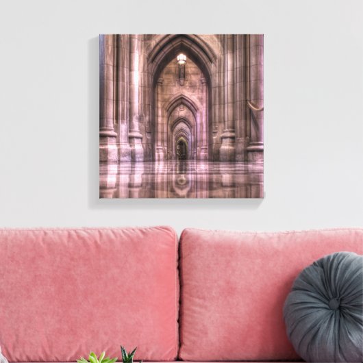 Washington National Cathedral Reflection Canvas Afdruk (Insitu (Woonkamer))